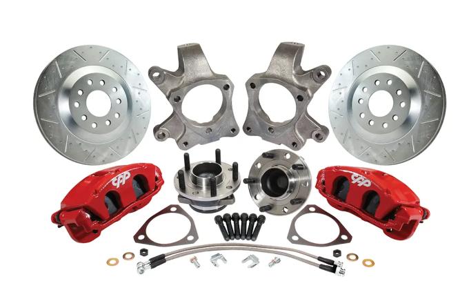 Classic Performance Corvette Style Front Disc Brake Spindle Wheel Kit with C7 Hubs & 2" Drop Spindles, 1964-74 GM A-F-X Bodies 6474SWBK-DC7R