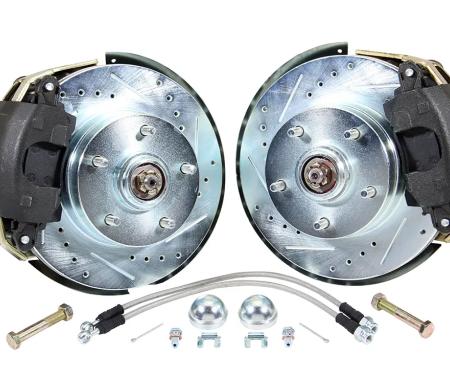 Classic Performance Front Disc Brake Kit with 2" Drop Spindles for 64- 72 GM A Body, 11" Rotors, Single Piston 6474SWBK-D