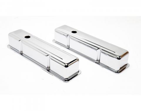 Chevy Small Block Valve Covers, Tall Style, Chrome, 1958-1986