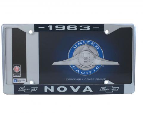 United Pacific Chrome License Plate Frame For 1963 Chevy Nova C5045-63