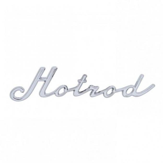 United Pacific Chrome "Hotrod" Script Emblem With Stud S1001