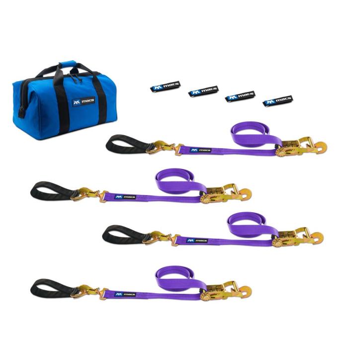 Race Ramps 2 x 8 Ultra Pack Tie-Down Straps with Detachable Axle Straps, Direct Hook Ends - Purple 516218