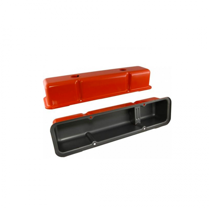 Chevy Small Block Valve Covers, OEM Style, Orange, 1958-1986