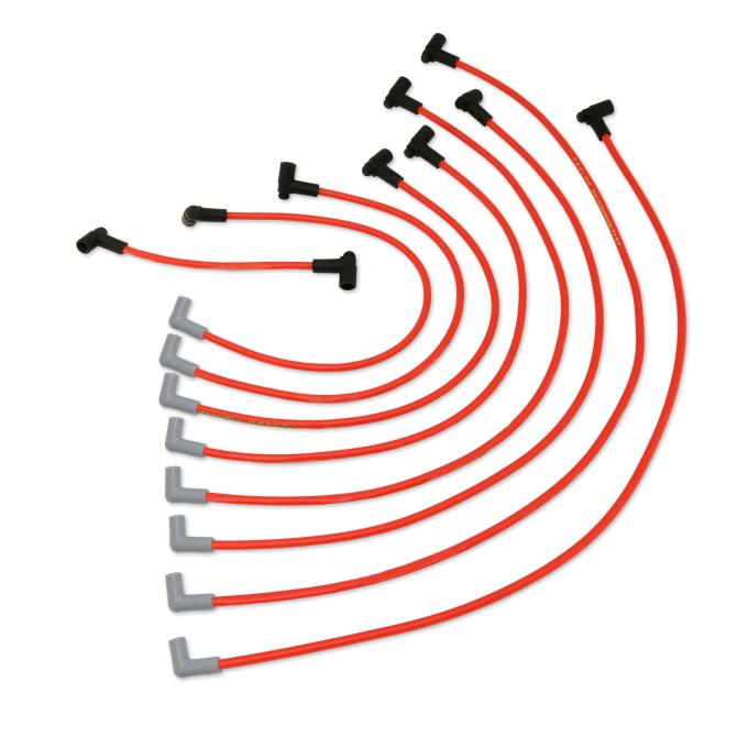 Taylor Cable 1975-92 Chevy Small Block HEI 8.2mm Thundervolt Spark Plug Wire Set, Red, 90&deg; Spark Plug Boot Angle 84202