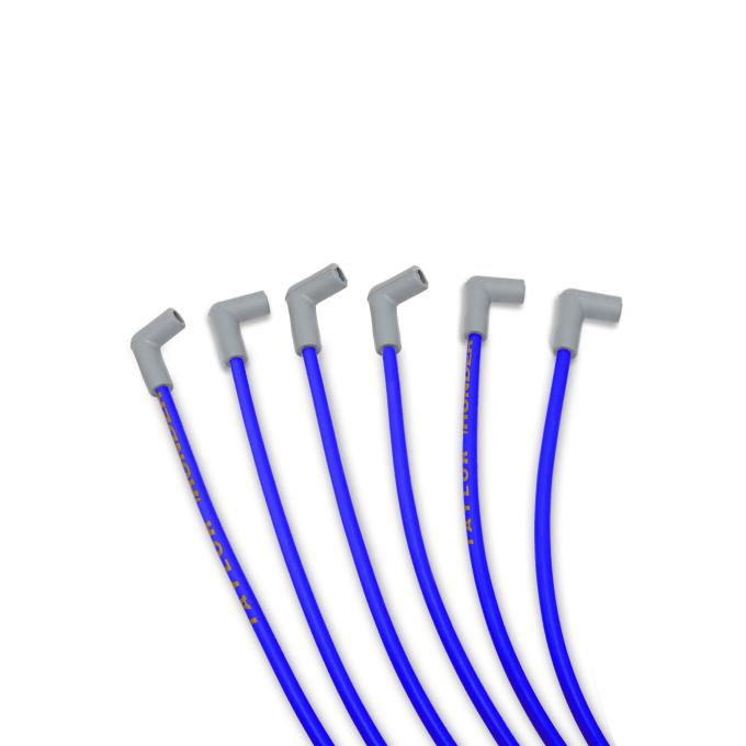 Taylor Cable Chevy Small Block Race Fit 8.2mm Thundervolt Spark Plug Wire Set with Under Headers HEI Fitment, Blue, 90&deg; Spark Plug Boot Angle 86630