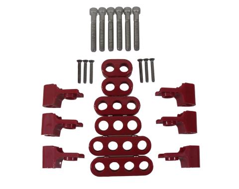 Taylor Cable Universal V8 Horizontal Wire Loom Kit, 10.4mm Spark Plug Wire Dimension, Red 42521