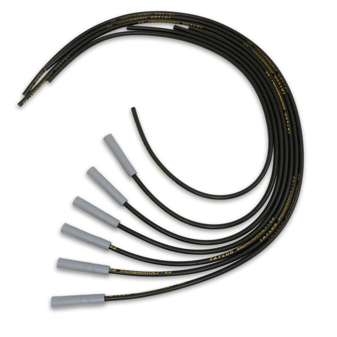 Taylor Cable Universal 8.2mm ThunderVolt&reg; Spark Plug Wire Sets, 6 Cylinders, 180&deg; Spark Plug Boot Angle, Black 83045