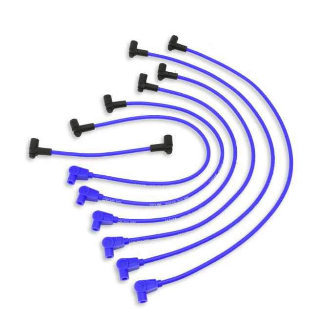 Taylor Cable 1997-17 GM LS-Series V8 8mm Spiro-Pro Spark Plug Wire Set, Blue, 180&deg; Spark Plug Boot Angle 74644