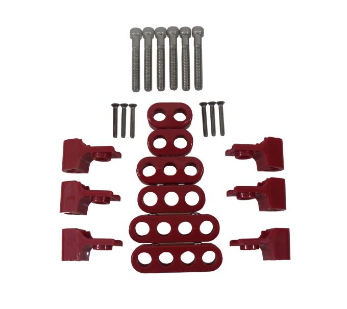 Taylor Cable Universal V8 Horizontal Wire Loom Kit, 10.4mm Spark Plug Wire Dimension, Red 42521