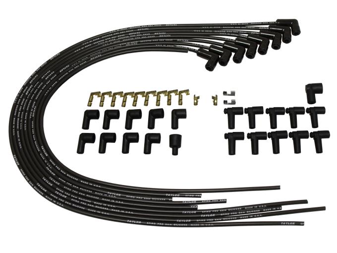 Taylor Cable Universal 8mm Spiro-Pro Black Ceramic Boots Spark Plug Wire Sets, 90&deg; Spark Plug Boot Angle, Black 75051-B