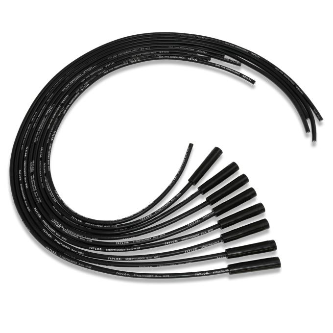 Taylor Cable Universal 8mm StreeThunder Spark Plug Wire Set, 8 Cylinders, 180&deg; Spark Plug Boot Angle, Black 50055