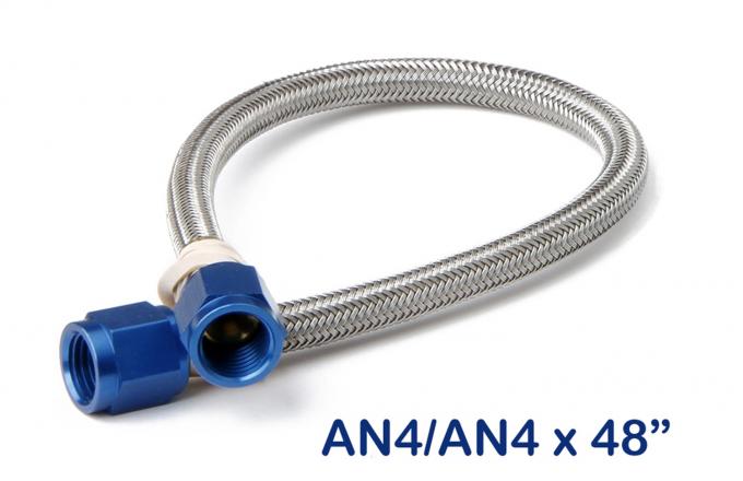 NOS Stainless Steel Braided Hose -4AN 4-Foot Blue 15250NOS