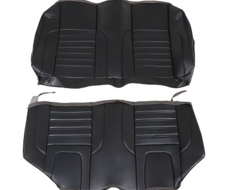 TMI Rear Seat Upholstery, Sport Pattern  1968-1972 Chevrolet Nova Coupe, Black Madrid Vinyl W/Black Stitch 46-84103-2295-BKS