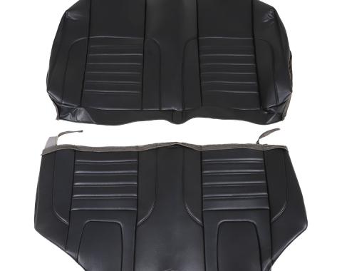 TMI Rear Seat Upholstery, Sport Pattern  1968-1972 Chevrolet Nova Coupe, Black Madrid Vinyl W/Black Stitch 46-84103-2295-BKS