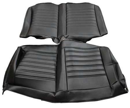 TMI Rear Seat Upholstery, Sport Univ Pattern  1966-1967 Chevrolet Nova Coupe, Black Madrid Vinyl W/Black Stitch 46-84053-2295-BKS