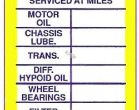 Nova, Chevy Service Door Jamb Decal, 1962-1979