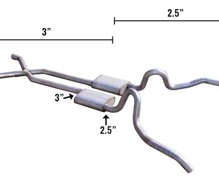Pypes Nova Crossmember Back Exhaust for 62-67 Nova Hybrid 3 Inch To 2.5 Inch W/ X-Pipe System Race Pro Exhaust SGN30R