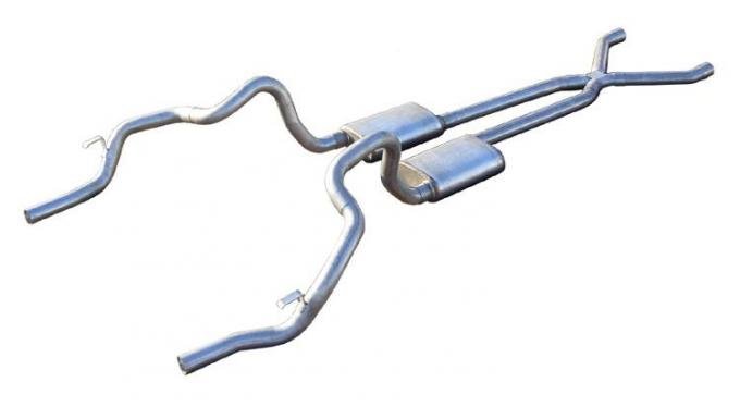 Pypes Crossmember Back w/X-Pipe Exhaust System 70-74 F-Body Split Rear Dual Exit 2.5 in Intermediate And Tail Pipe Hardware Incl Muffler And Tip Not Incl Exhaust SGF11