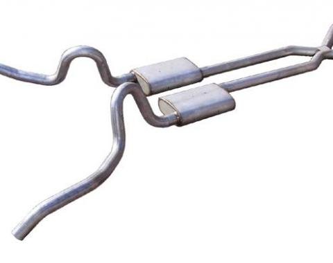 Pypes Crossmember Back w/X-Pipe Exhaust System 62-67 Nova Split Rear Dual Exit 2.5 in Intermediate And Tail Pipe Hardware Incl Muffler And Tip Not Incl Exhaust SGN10