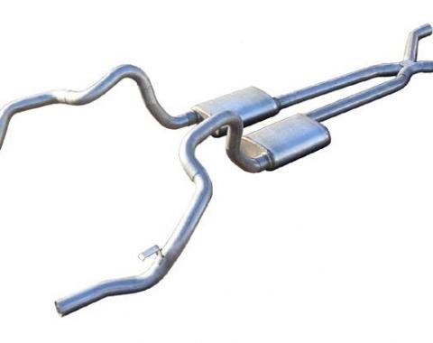 Pypes Crossmember Back w/X-Pipe Exhaust System 70-74 F-Body Split Rear Dual Exit 2.5 in Intermediate And Tail Pipe Hardware Incl Muffler And Tip Not Incl Exhaust SGF11