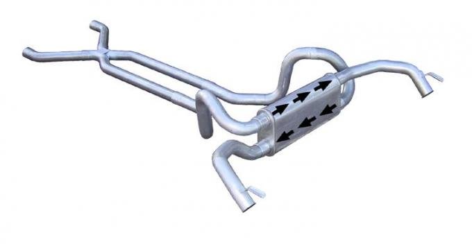 Pypes Crossflow System w/X-Pipe Exhaust System 67-74 Split Rear Dual Exit 2.5 in Intermediate And Tail Pipe Race Pro Mufflers/Hardware Incl Tip Not Incl Natural 409 Stainless Steel Exhaust SGF70