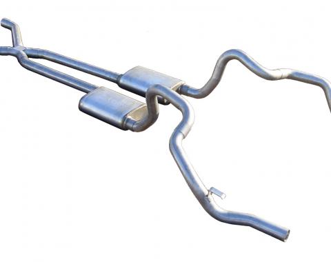 Pypes Crossmember Back w/X-Pipe Exhaust System 70-74 F-Body Split Rear Dual Exit 2.5 in Intermediate And Tail Pipe Street Pro Mufflers/Hardware Incl Tip Not Incl Exhaust SGF11S