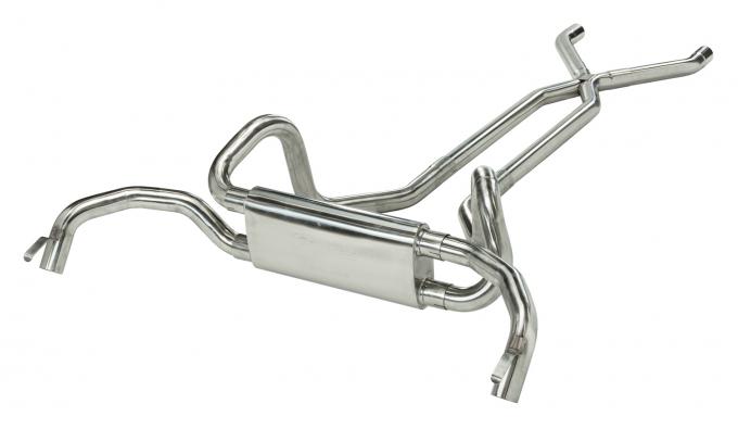 Pypes Crossflow System w/X-Pipe Exhaust System 67-74 Split Rear Dual Exit 2.5 in Intermediate And Tail Pipe Race Pro Mufflers/Hardware Incl Tip Not Incl Polished 409 Stainless Steel Exhaust SGF70S