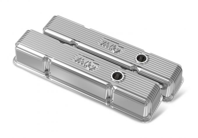 Holley Valve Covers, Vintage Series, Finned, SBC, Polished 241-241
