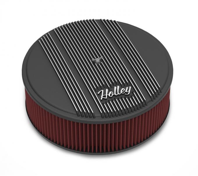 Holley Finned Vintage Style Air Cleaner, 14" Diameter X 4" Tall, Round 120-157