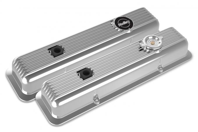 Holley Valve Covers, Muscle Series, Finned, SBC, Polished 241-137