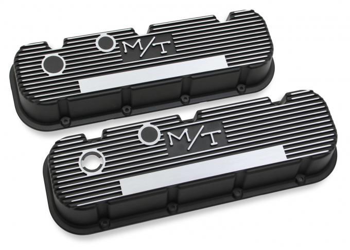 Holley M/T Valve Covers, Vintage Style, Finned, BBC, Satin Black 241-85