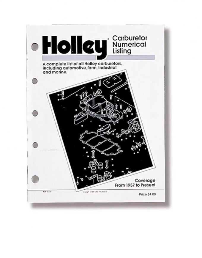 Holley Carburetors Number Listing Handbook 36-168