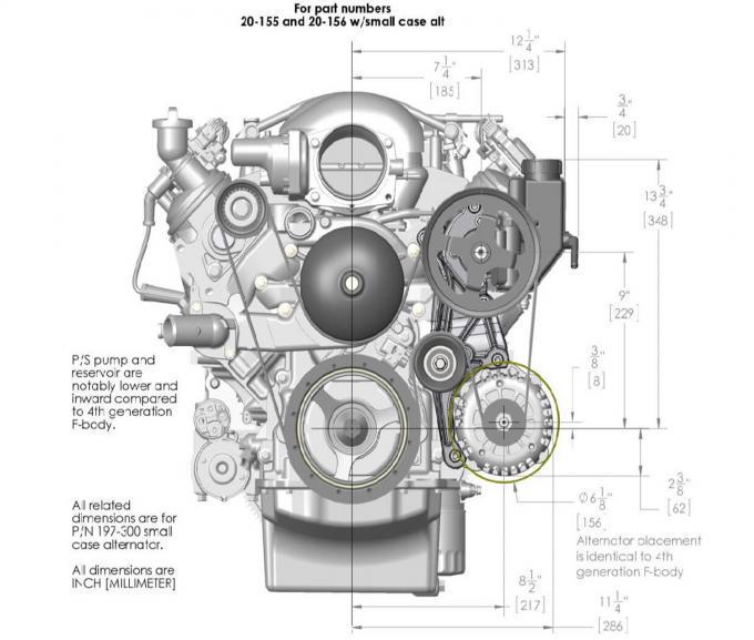 Holley Low-Mount LS Drive System (Alt, P/S w/O A/C) Driver's Side 20-156