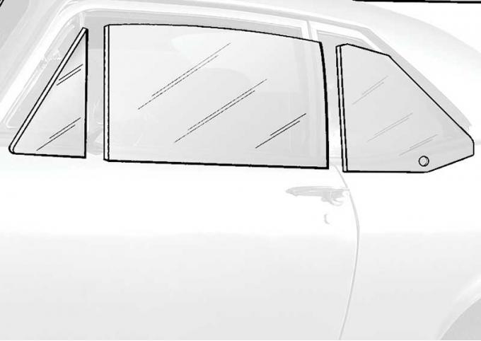OER 1962-63 Nova 2 Door Convertible 6 Piece Side Glass Kit - Green Tinted *NR810T