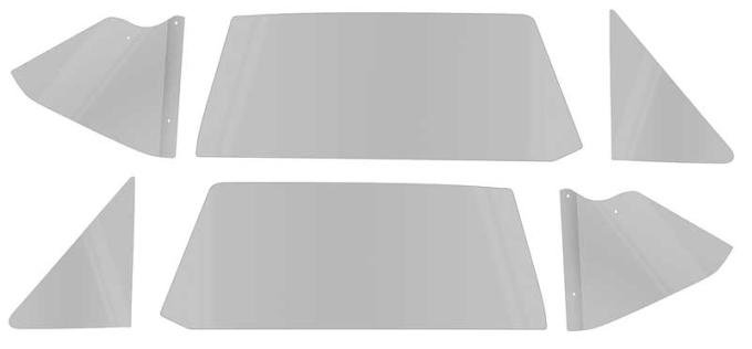 1962-65 Chevy II / Nova 2 Door Hardtop Side Glass Set (6 Piece), Smoke Gray Tinted
