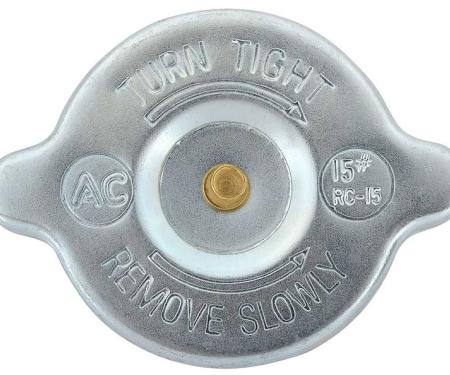 OER 1957-75 Buick, Chevy, Pontiac, Olds, Radiator Cap, 15 lbs, with Flat Rivet, RC-15 Type, "Show Quality", GM Licensed 861050