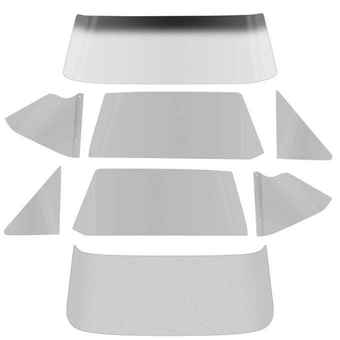 1966-67 Chevy II / Nova, 2-Door Hardtop, Glass Set (8 Piece), Smoke Gray Tinted