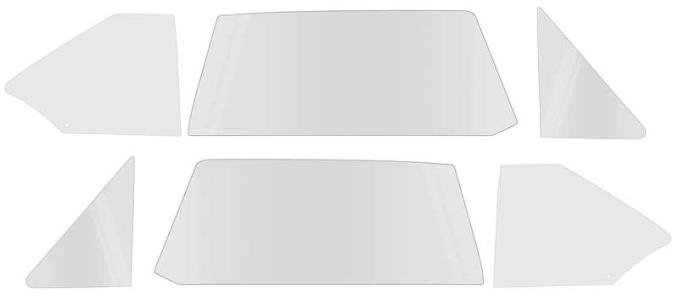 OER 1968-72 Chevy II / Nova / Ventura, 2-Door Coupe, Side Glass Set (6 Piece), Smoke Gray Tinted *NR804Y