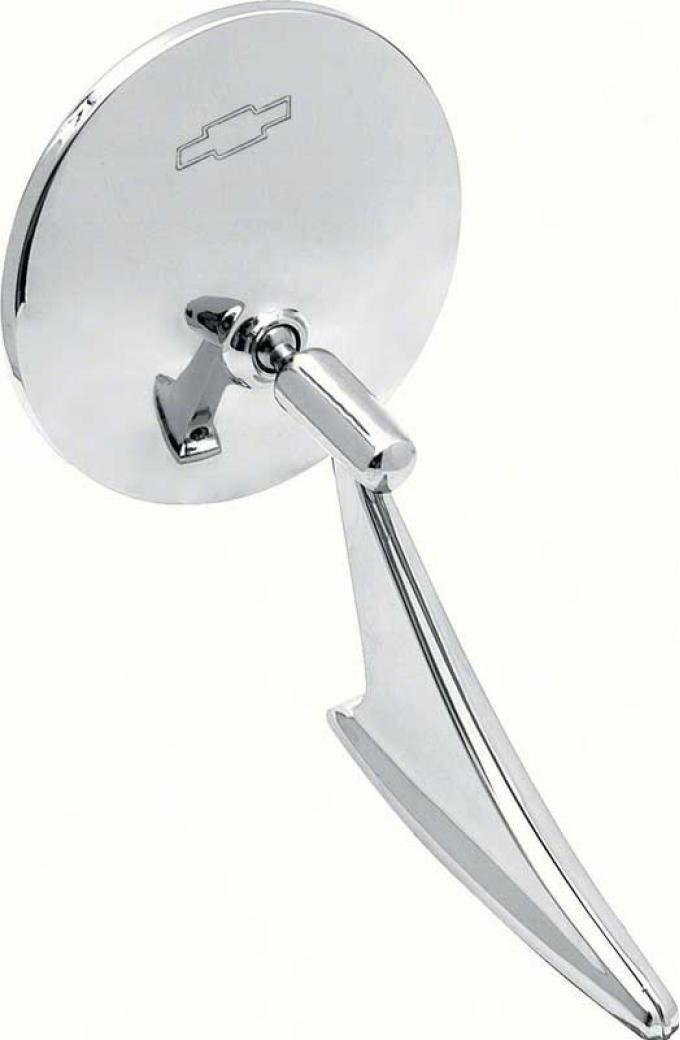 OER 1966-72 Outer Door Mirror with Bow Tie Logo and Ribbed Base CM3006