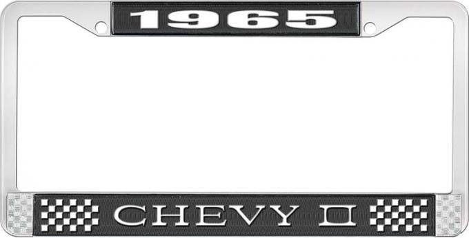 OER 1965 Chevy II Black and Chrome License Plate Frame with White Lettering LF3556501A