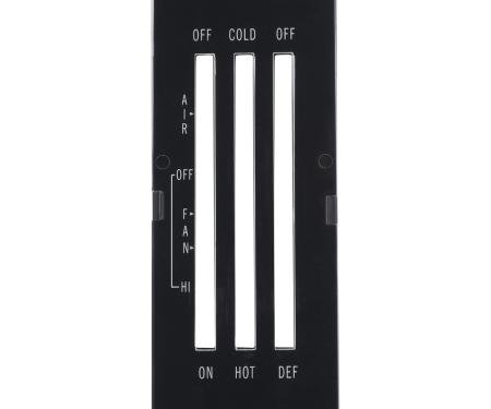 OER 1973-74 Nova, Ventura, Apollo, Omega, Heater Control Lens, without Air Conditioning, DEF, White Font 6273378