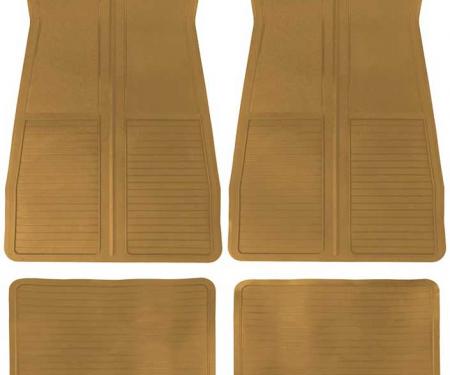 OER 1973-87 GM, Rubber Floor Mat Set, With GM Logo, Factory Style, Set of 4, Tan CM65104