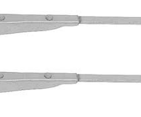 OER Windshield Wiper Arm Set, Satin Silver, 14" Long, For 5/8" Shaft, Side Lock End 9738920