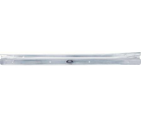 OER 1968-79 Nova, Ventura, Omega, Skylark, Door Sill Plate, 2 Door, w/Rivited Emblem, LH Drivers Side 7728957