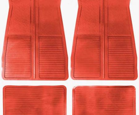 OER 1973-87 GM, Rubber Floor Mat Set, With GM Logo, Factory Style, Set of 4, Red CM65107