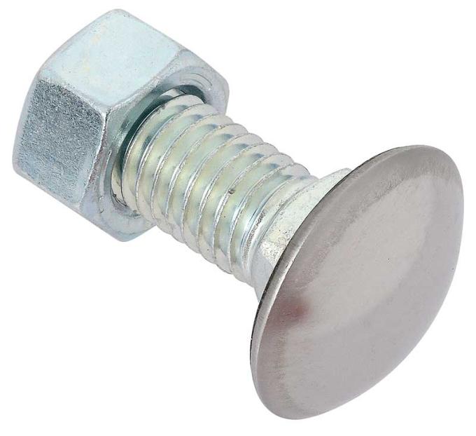 1938-91 GM, 1948-79 Ford, Bumper Bolt & Nut, Stainless Steel Capped, 1/2"-13 x 1-1/2", Low Dome, Various Models, Each