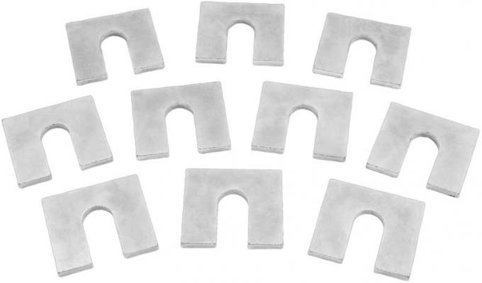 OER Body Shims, 1/16" Thick, 1-1/4" x 1-1/8", with 3/8" Bolt Slot, Zinc Plated, 10 Piece Set C2005