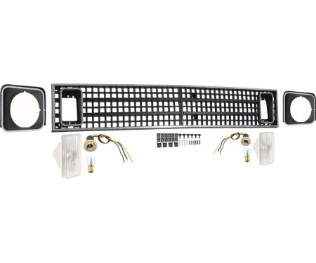 1975 Nova SS, Black Front Grill, Headlight Bezels, with Clear Park/Turn Lamps