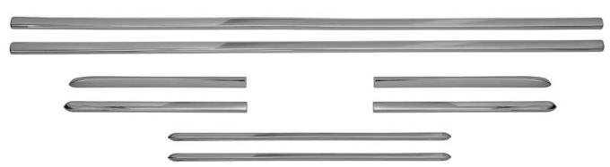 OER 1968-74 Chevy II Nova SS, Lower Side Body Rocker Molding Set, Deluxe Exterior, 8 Piece Set C2389
