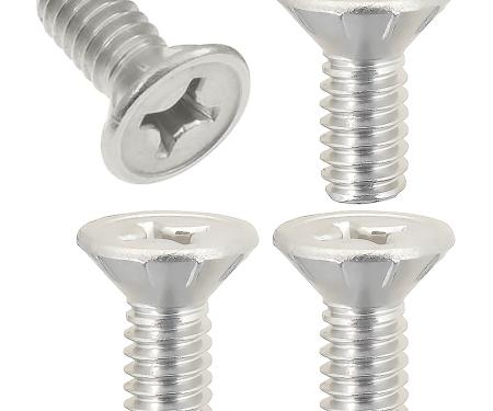 1947-91 Chevrolet/GMC Truck, Door Lock Striker, Door Latch Screws, Flat, Phillips Head Machine Screw, Zinc, 1/4"-20 x 5/8", Set of 4